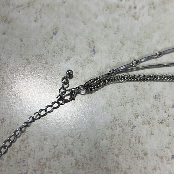 Four Tier Necklace Silver Tone - Picture 3 of 5